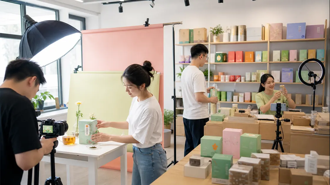 花小养年轻团队在内容工作室拍摄产品