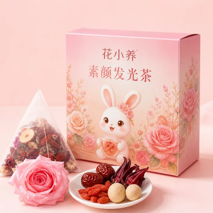 素颜发光茶产品包装与原料