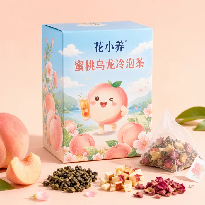 蜜桃乌龙冷泡茶产品包装与原料